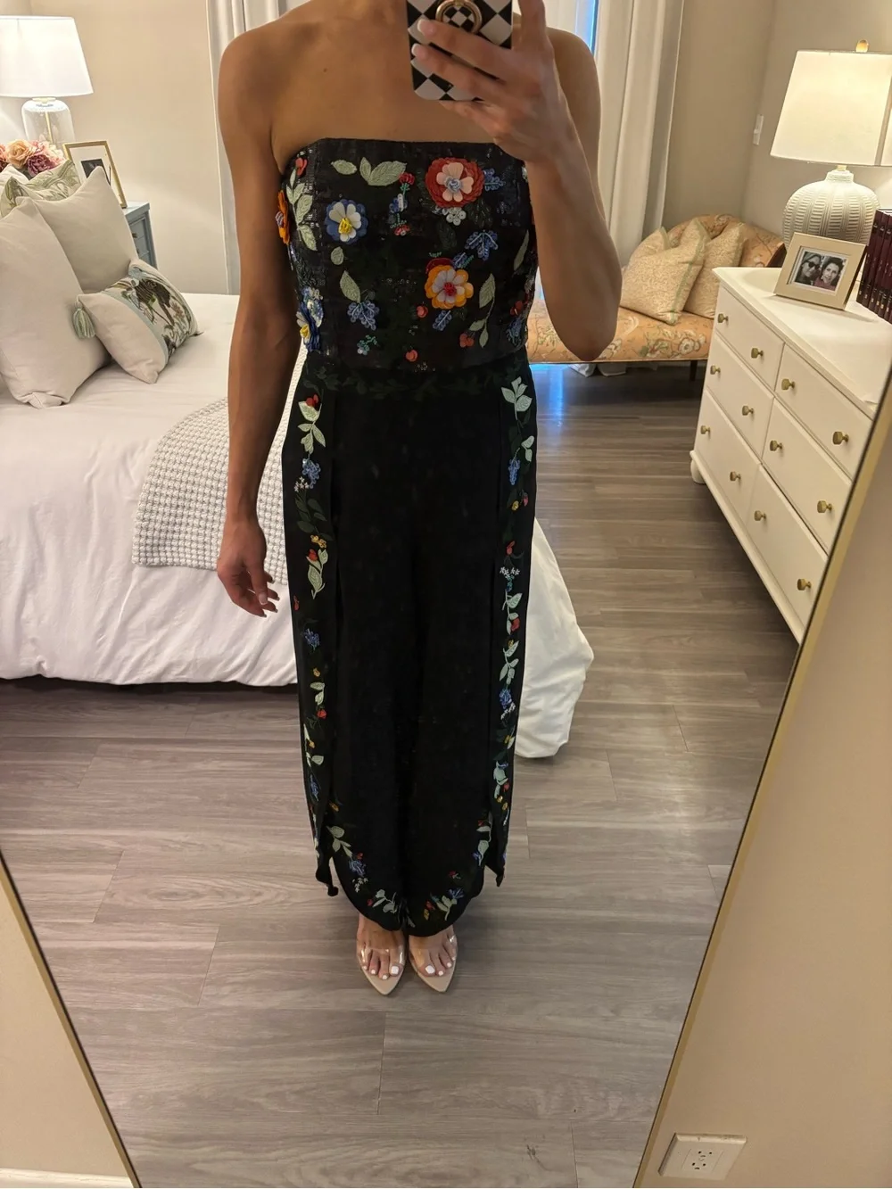πΈ Alice + Olivia Sequin Floral Embroidered Bustier Jumpsuit πΈ - Picture 5 of 10